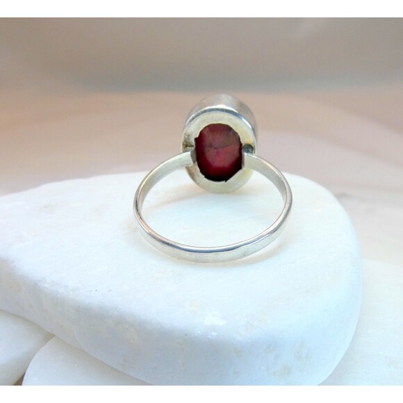Natural Raw Red Ruby Gemstone Sterling Silver Handmade Ring Sz 7.75 - Picture 6 of 10